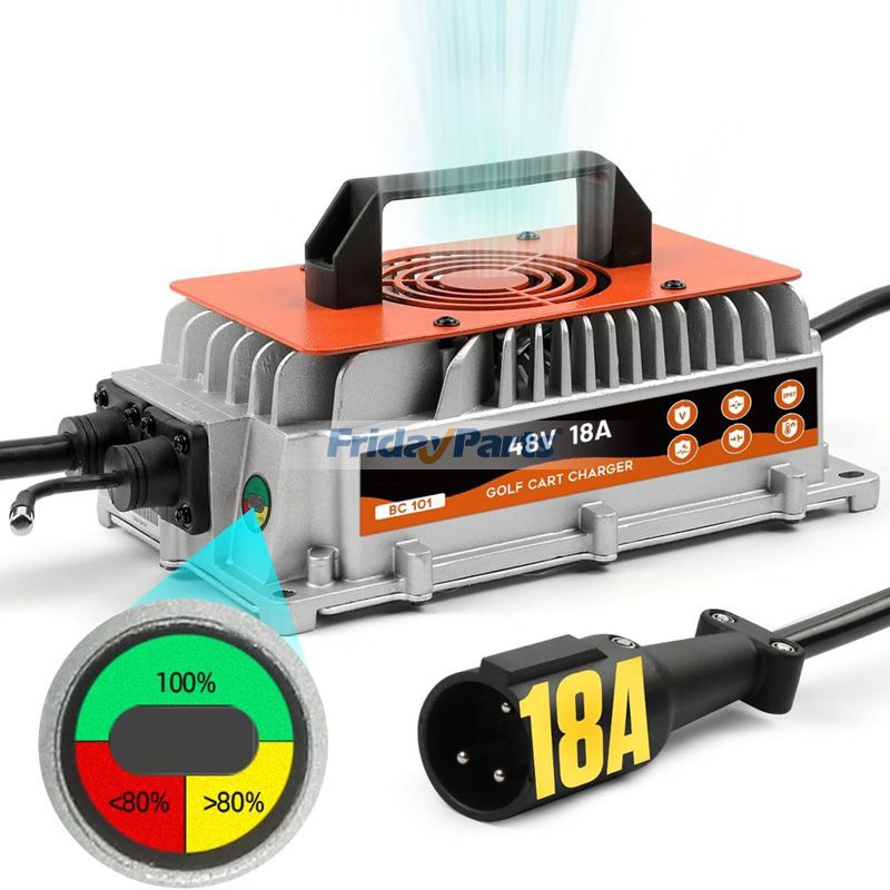 Chargeur de batterie pour voiturette de golf 18 A 45 V avec prise ronde à 3 broches pour Club Car DS Precedent Tempo Villager