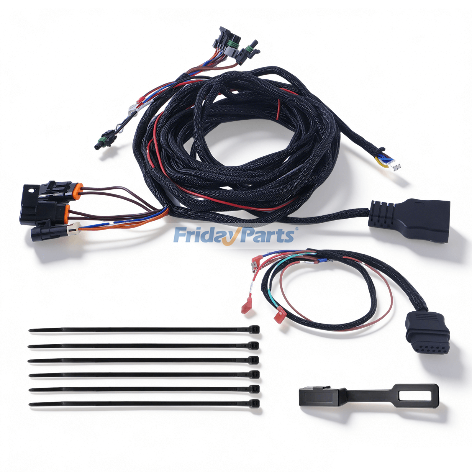 3 Pin Plow Truck Side Wire Harness with Cover 26359 26345 61548 for Western Fisher Snow Plow, White Background