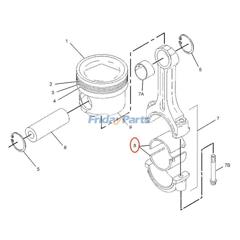 Coussinet de biellepour Compacteur,Moteur,Pelle,Moissonneur,Chargeur,Niveleuse,Débusqueur,Tracteur,Autres Équipements de Construction