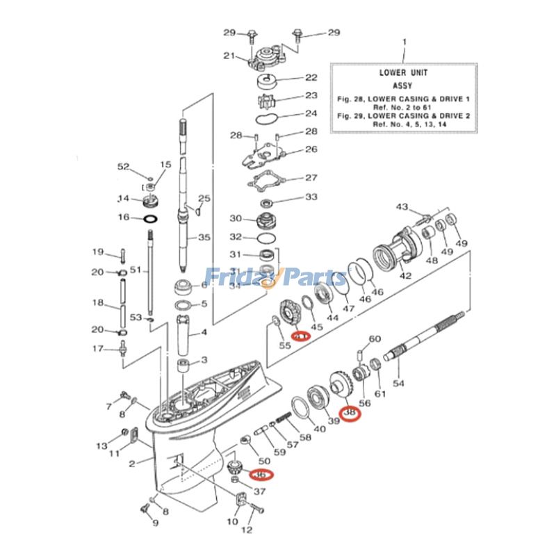 1 Satz Getriebe 69W-45551-00 62Y-45571-00 69W-45560-00 für Yamaha Schiffsmotor 2005-2024 50 PS 2002-2024 60 PS
