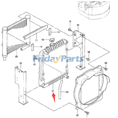 Water Tank Radiator Core ASS'Y 4294854 for Hitachi Excavator EX30 EX35 EX40UR EX40UR-2