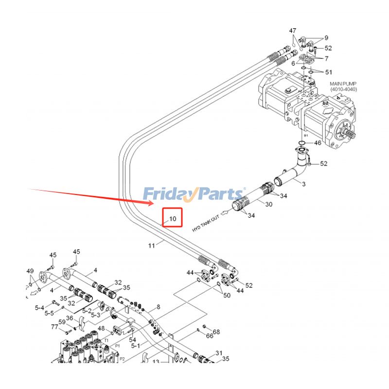 FridayParts 1PC Hydraulikschlauchbaugruppe