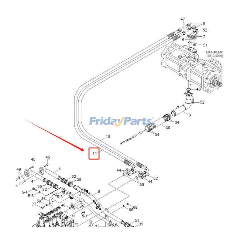 FridayParts 1PC Hydraulikschlauchbaugruppe