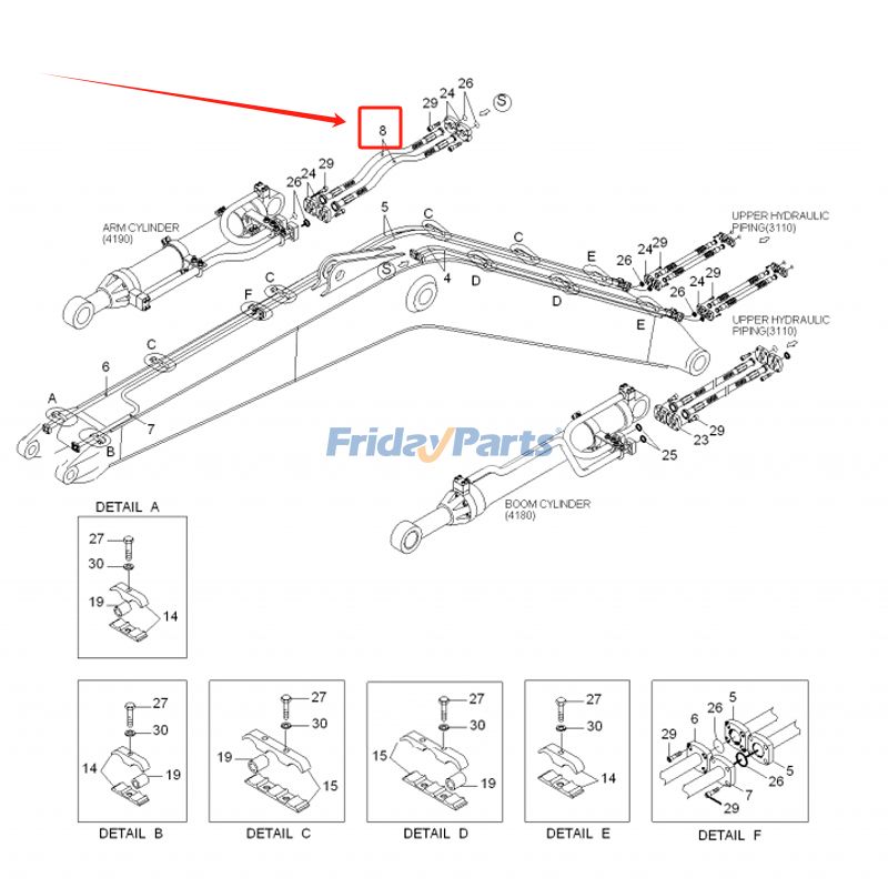 FridayParts 1PC Hydraulikschlauchbaugruppe