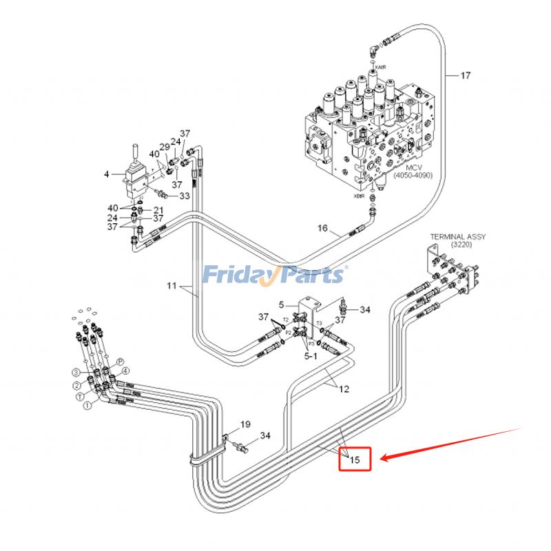 FridayParts 1PC Hydraulikschlauchbaugruppe