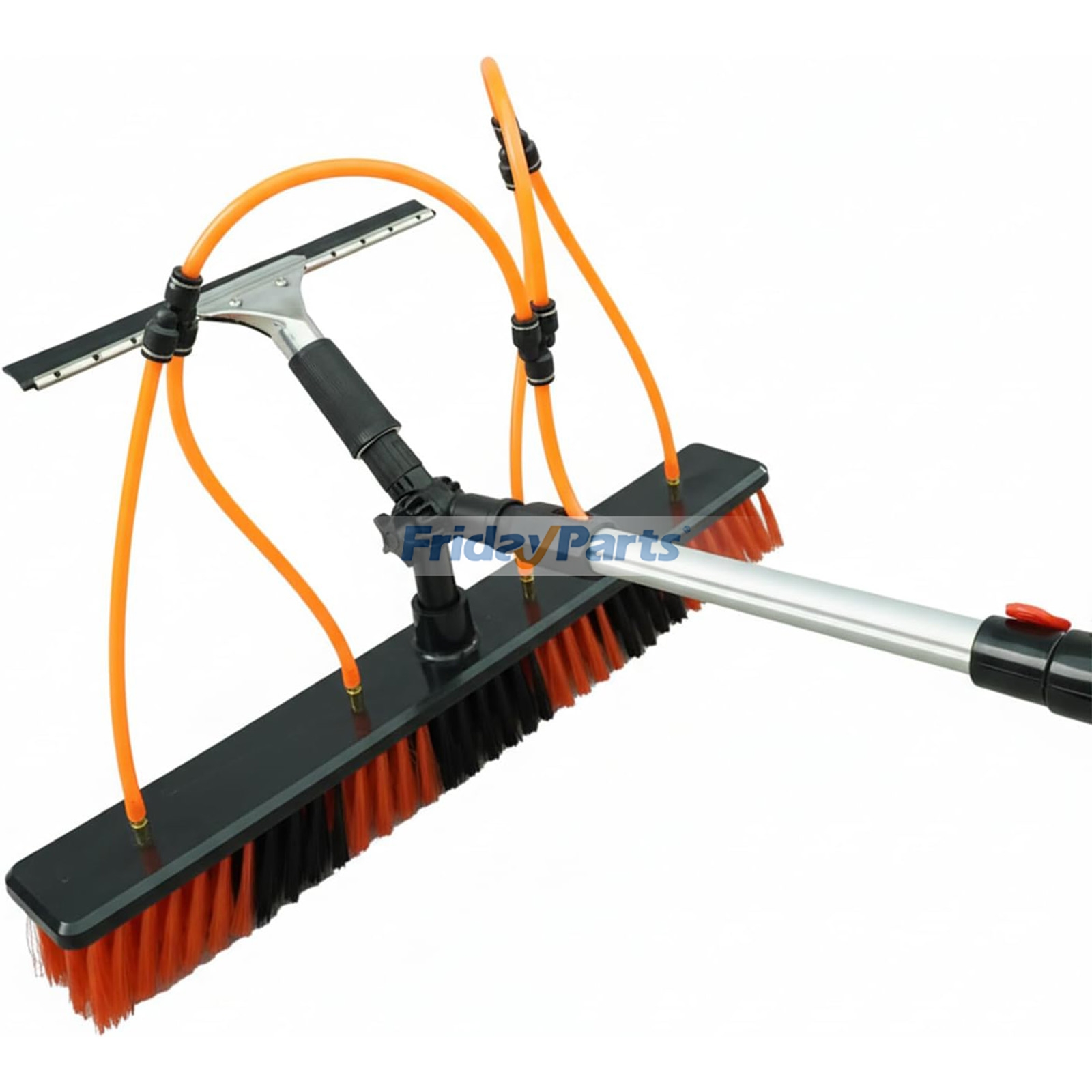 Cepillo de limpieza 2 en 1 con rasqueta para ventanas y paneles solares.