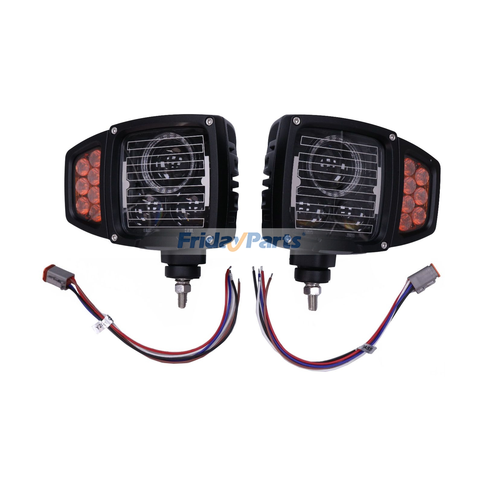 Pair of 38W aftermarket ECCO EW4010 snowplow driving lights (model 270710) for trucks, rectangular LED work lights with durable housing and bright white beam for snowplow and heavy-duty use