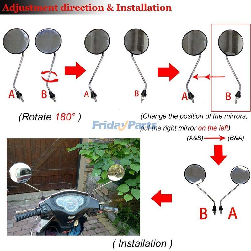 Motocicleta Para OUTRA MARCA - 2 peças 8mm ajustável universal antena estilo retro vintage redondo espelho retrovisor para ATV motocicleta kart scooter sujeira-bike mini-bike