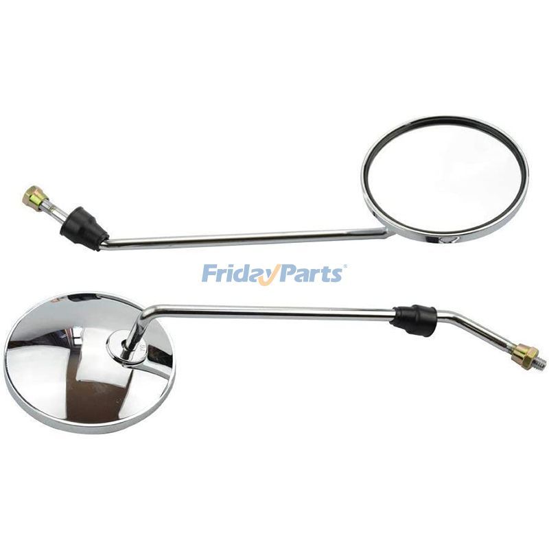 Lot de 2 rétroviseurs ronds plaqués argent avec filetage de 8 mm pour moto, scooter, quad, 50 cc, 70 cc, 90 cc, 110 cc, 125 cc, 150 cc, 200 cc, 250 cc