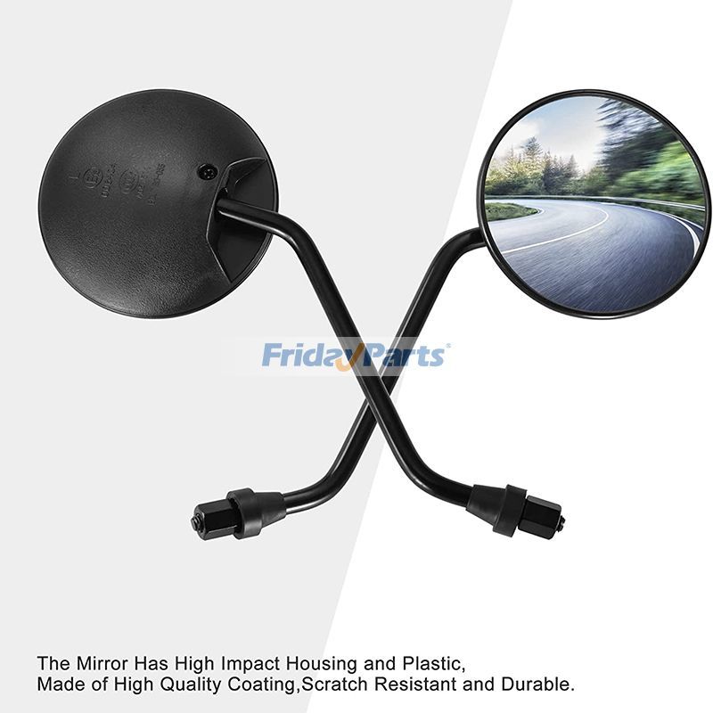 FridayPartsの2個 8mm ユニバーサル ブラック ラウンド プラスチック バックミラー 50cc 70cc 90cc 110cc 125cc 150cc 200cc 250cc ATV スクーター用