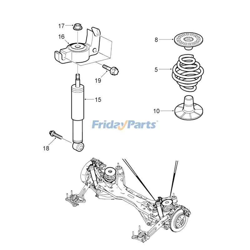 Lot de 2 amortisseurs de butée arrière gauche/droite pour Saab 9-3 Sport 2003-2012 tous les modèles à 2 roues motricespour Véhicule