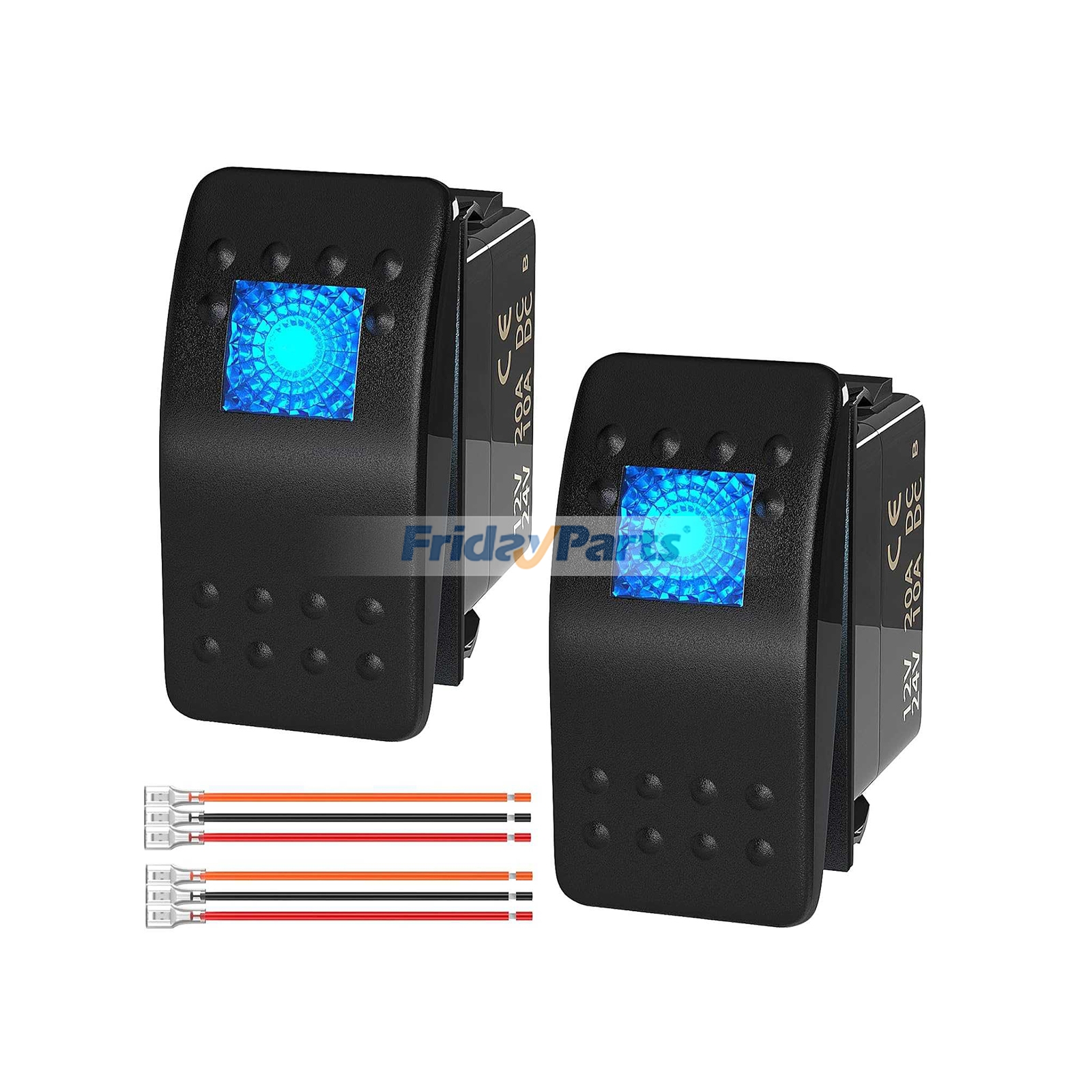 2 Stück 12V 20A Blaue LED 3-Pin SPST Ein/Aus-Wippschalter für UTV RZR ATV Wohnmobil LKW Auto Boot