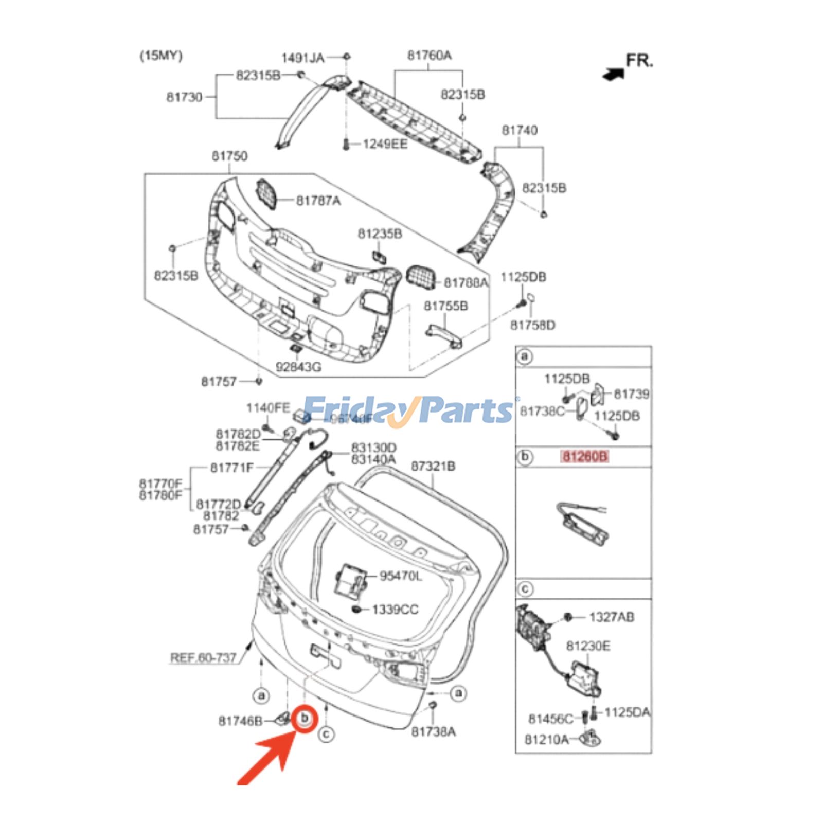 FridayParts Entriegelungsgriff für die Heckklappe