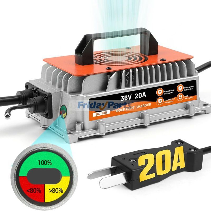 Chargeur de batterie 20 A 36 V pour voiturette de golf avec prise Crowfoot pour voiturette de golf EZ-GO TXT RXV Yamaha G19 G29 Club Car