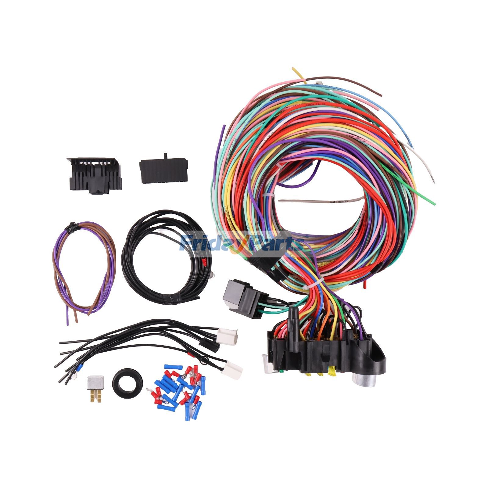 Kit completo de cableado de arnés de fusibles de circuito 21 y 18 para Chevrolet Impala 1961-1964 Para Chevrolet