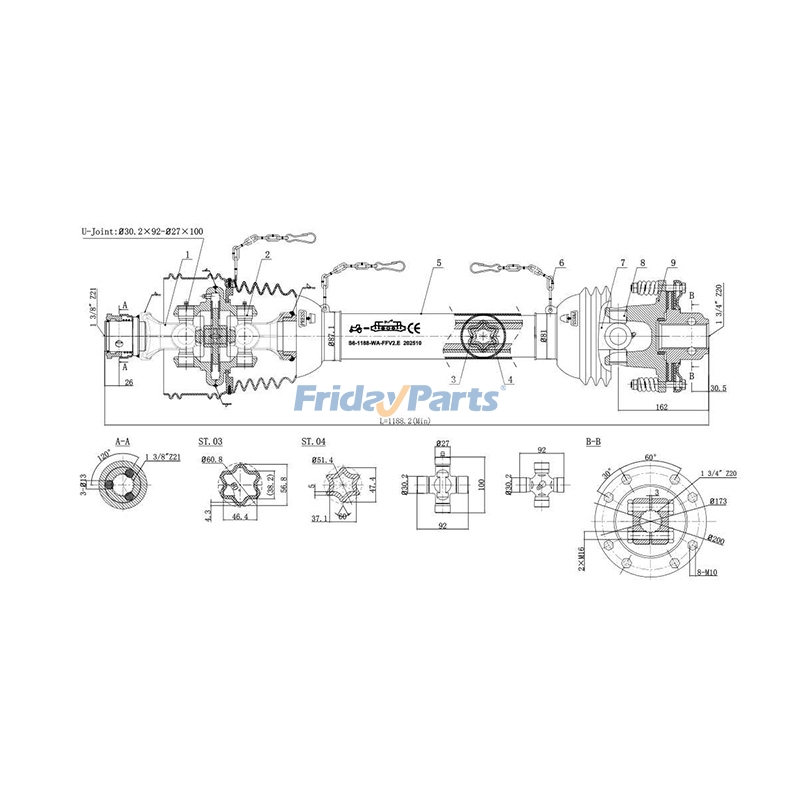Other Agricultural Equipment Universal Driveshaft