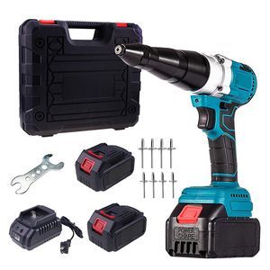 Pistolet à rivets portatif à chargement par batterie au lithium 21 V Kit professionnel entièrement automatique avec batterie et chargeur pour rivets 1/8" 5/32" 3/16"