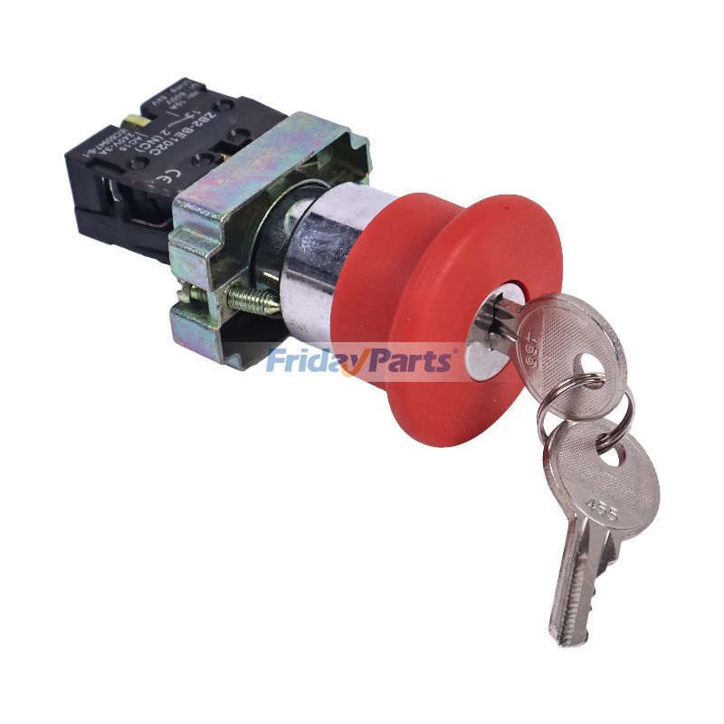 22mm NC N/C Red Mushroom Emergency Stop Push Button Switch 600V 10A ZB2-BE102C XB2-BS142