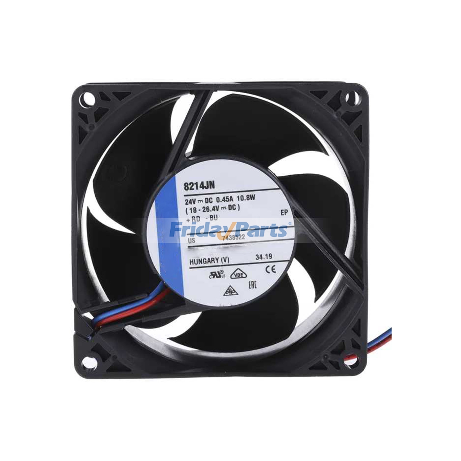 Ventilador axial de 2 cables, 24 V, 10,8 W, 0,45 A, de repuesto para Ebmpapst 8214JN