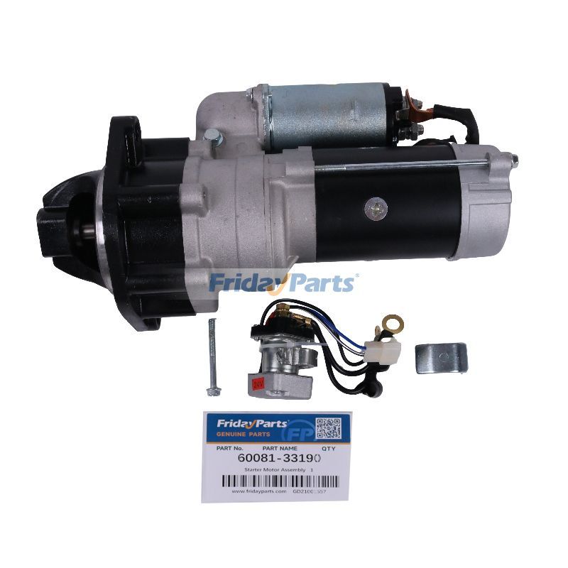 24V 11T Starter Motor Assembly 60081-33190 for Komatsu Engine 4D95S 6D95L Forklift FD20 FD23 FD25 FD28 FD30 Wheel Loader SD23 SD25