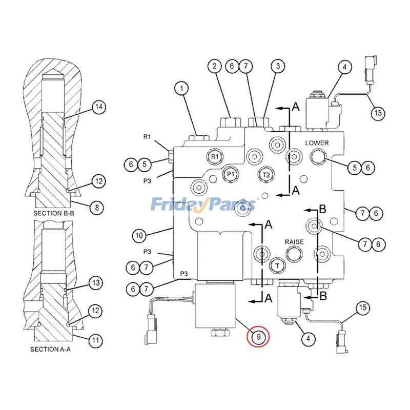 FridayParts 24V Solenoid Valveerpillar CAT AD30 AD55