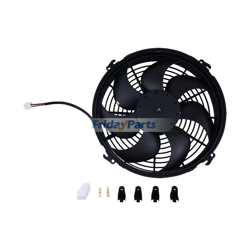 24V Aftermarket Spal VA34-BP70/LL-66A 12" Puller Curved Blade Condenser Fan Assembly for Truck