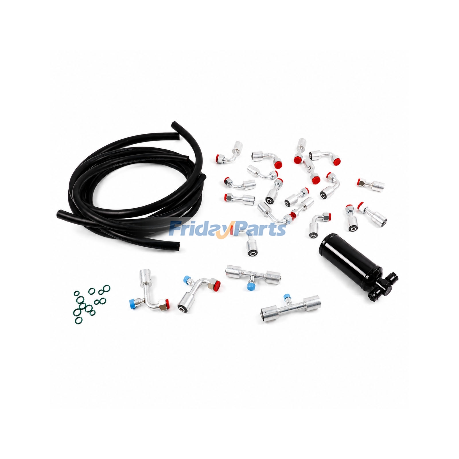 Kit de 26 pièces comprenant un tuyau et des raccords de climatisation de 2 m (6,5 pi) avec déshydrateur, compatible avec la plupart des systèmes de climatisation automobile pour véhicules de tourisme.pour