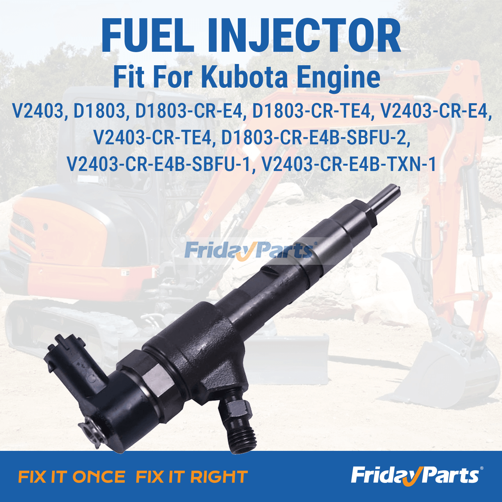 Injetor de combustível 1J801-53052 0445110777 para motor Kubota V2403 D1803 KX040-4 L3301F L3901F L4701F MX5200F MX4800H para Motor,Escavadora ,Trator