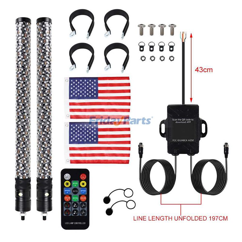 2FT Thick LED Whip Spiral Chasing Light for Can-Am UTV Maverick X3 Max