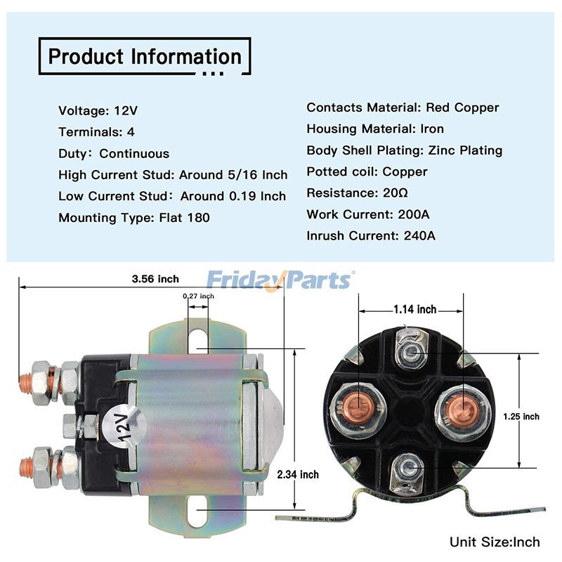 Solénoïde à gaz 12 V 4 temps 1985+ 4 bornespour Voiturette de Golf