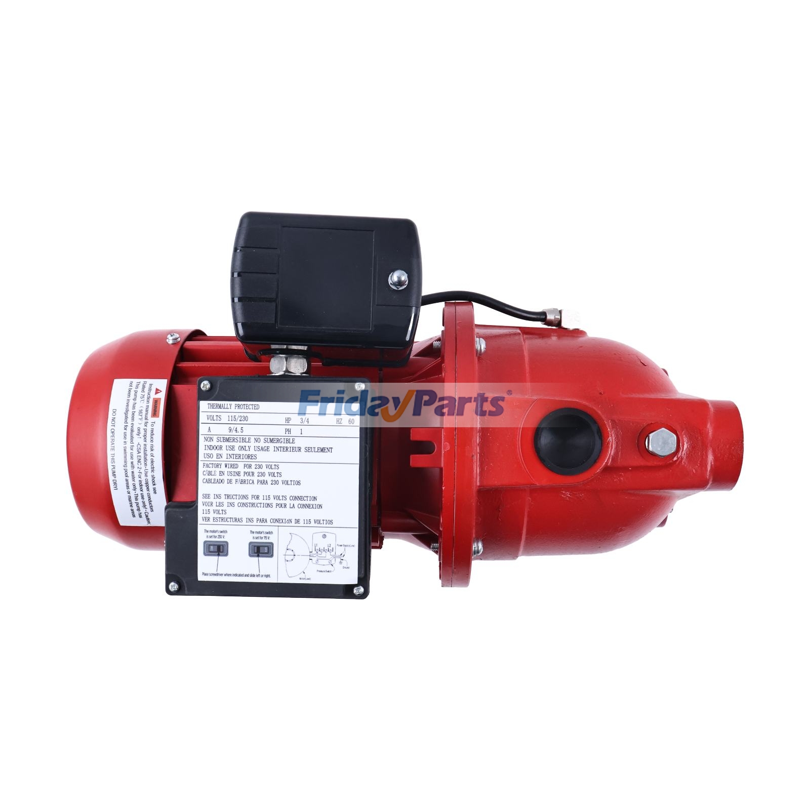 Compra Bomba de chorro para pozos poco profundos de hierro fundido de 3/4 HP y 13 GPM 97080701 para Red Lion RL-SWJ75 en Fridayparts