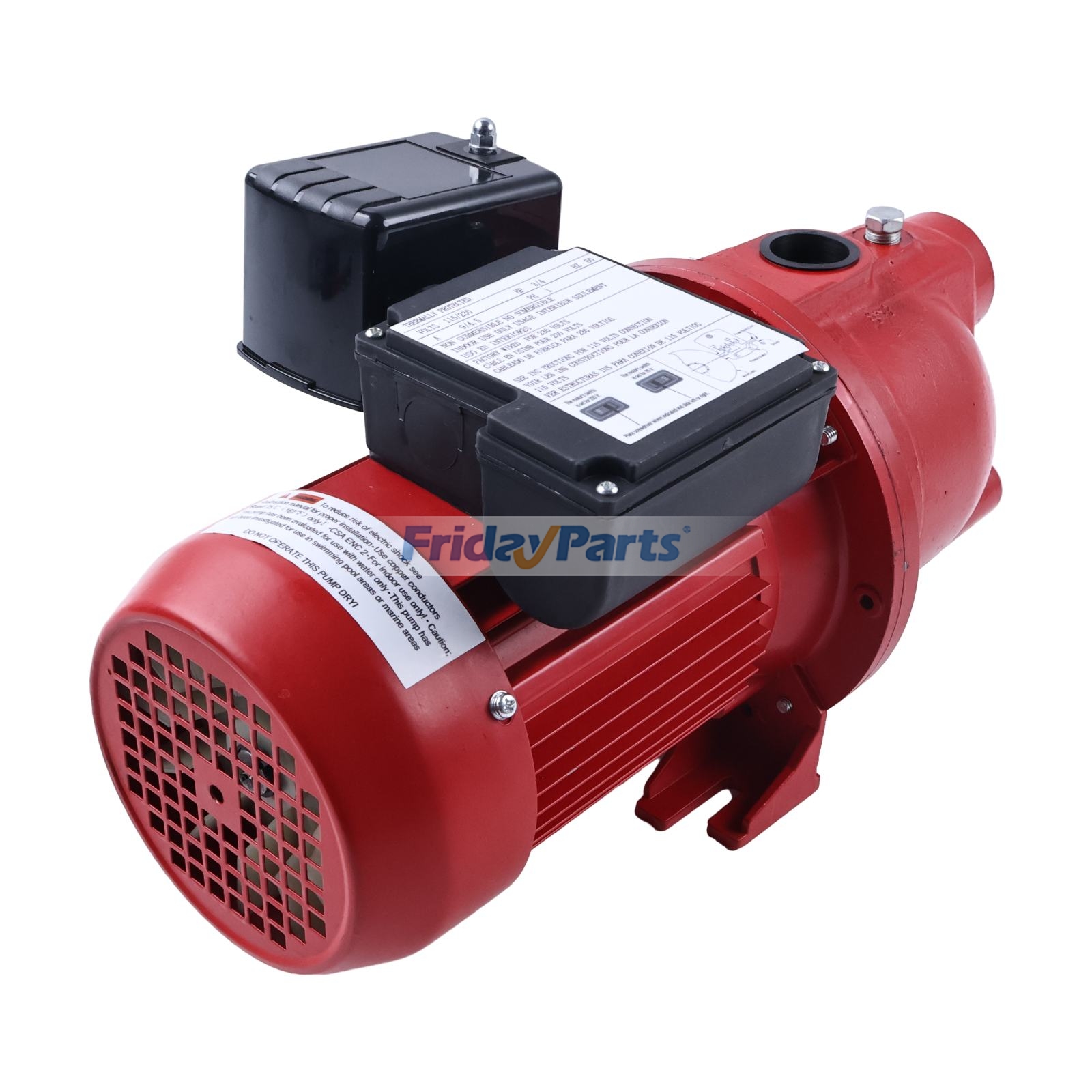 Bomba de chorro para pozos poco profundos de hierro fundido de 3/4 HP y 13 GPM 97080701 para Red Lion RL-SWJ75 de FridayParts