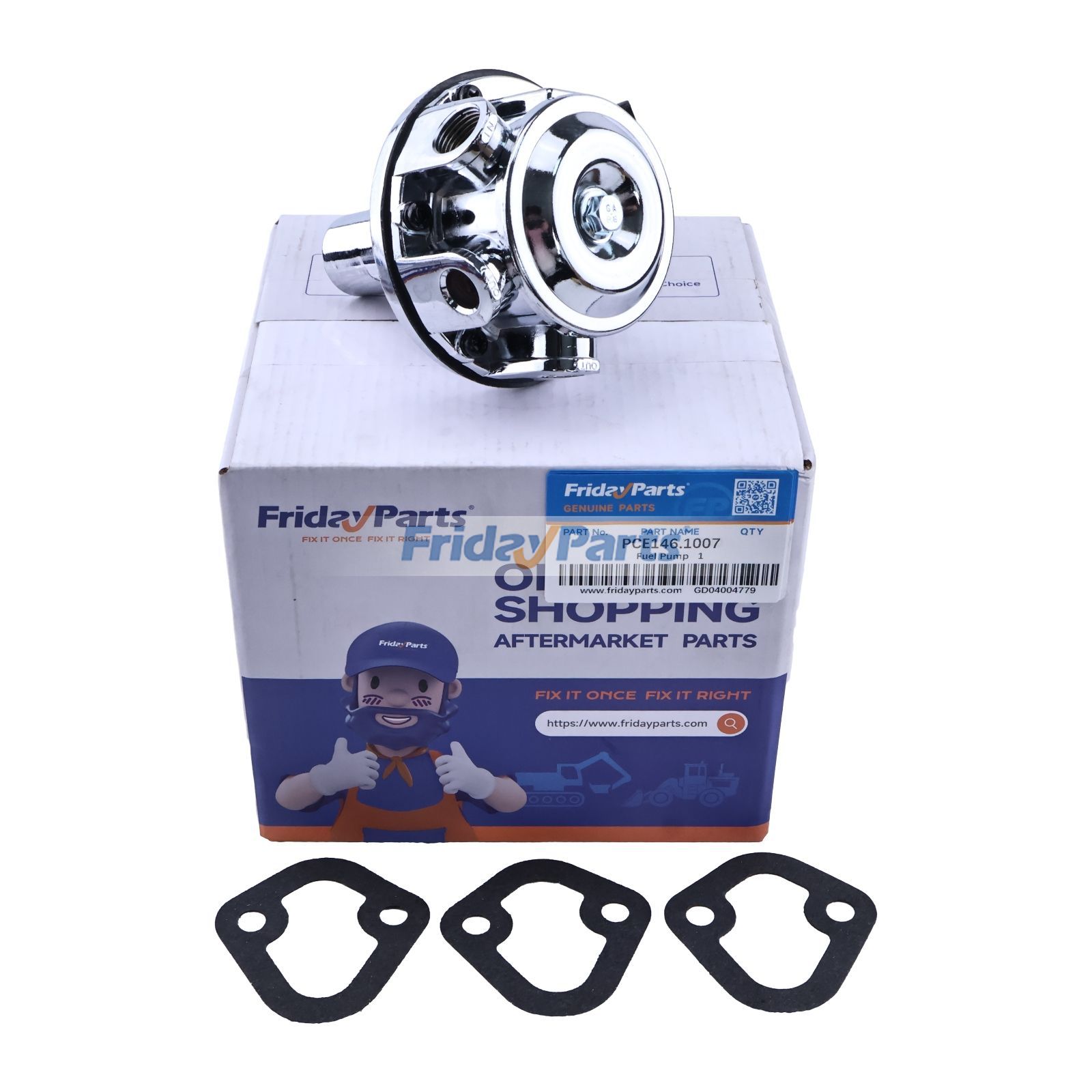 3/8"NPT-Anschluss Hochvolumige mechanische Chrom-Kraftstoffpumpe PCE146.1007 für Chevrolet SBC-Motor 350