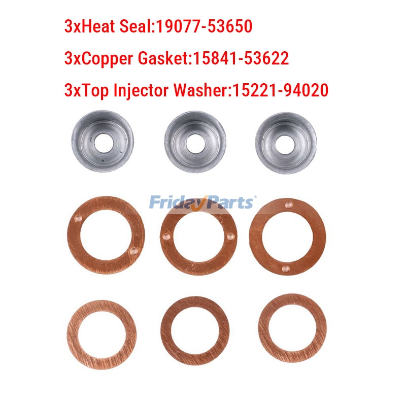 Motor  - Kit de vedação do injetor com escudo térmico 19077-53650 para motor Kubota D722 D905 D1005 D1105 V1505 V3300 V3600