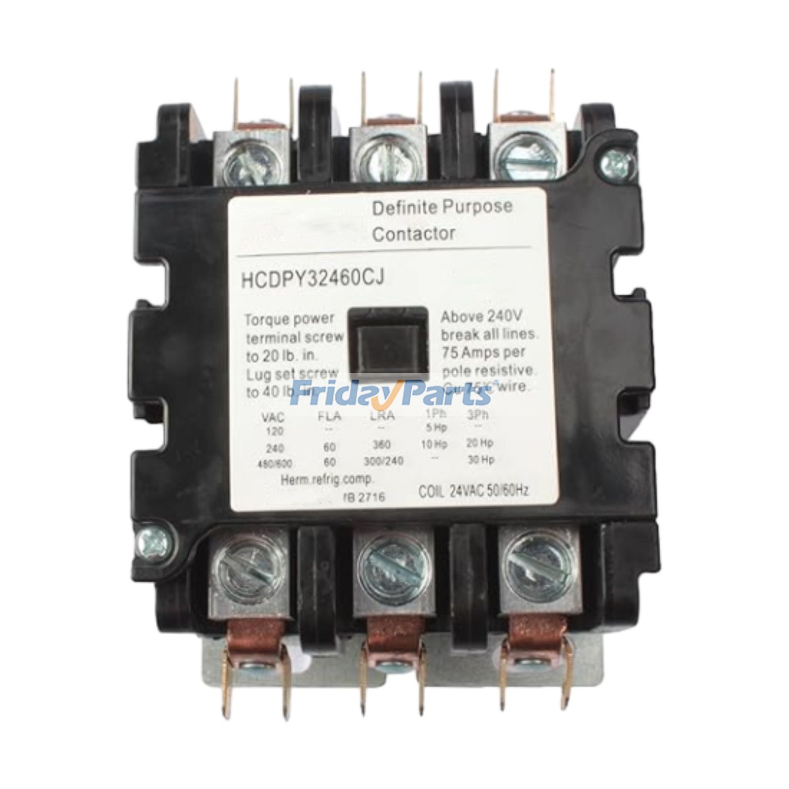 Contacteur de climatiseur à usage spécifique, bobine 3 pôles 60 A 24 V 42EF35AJ