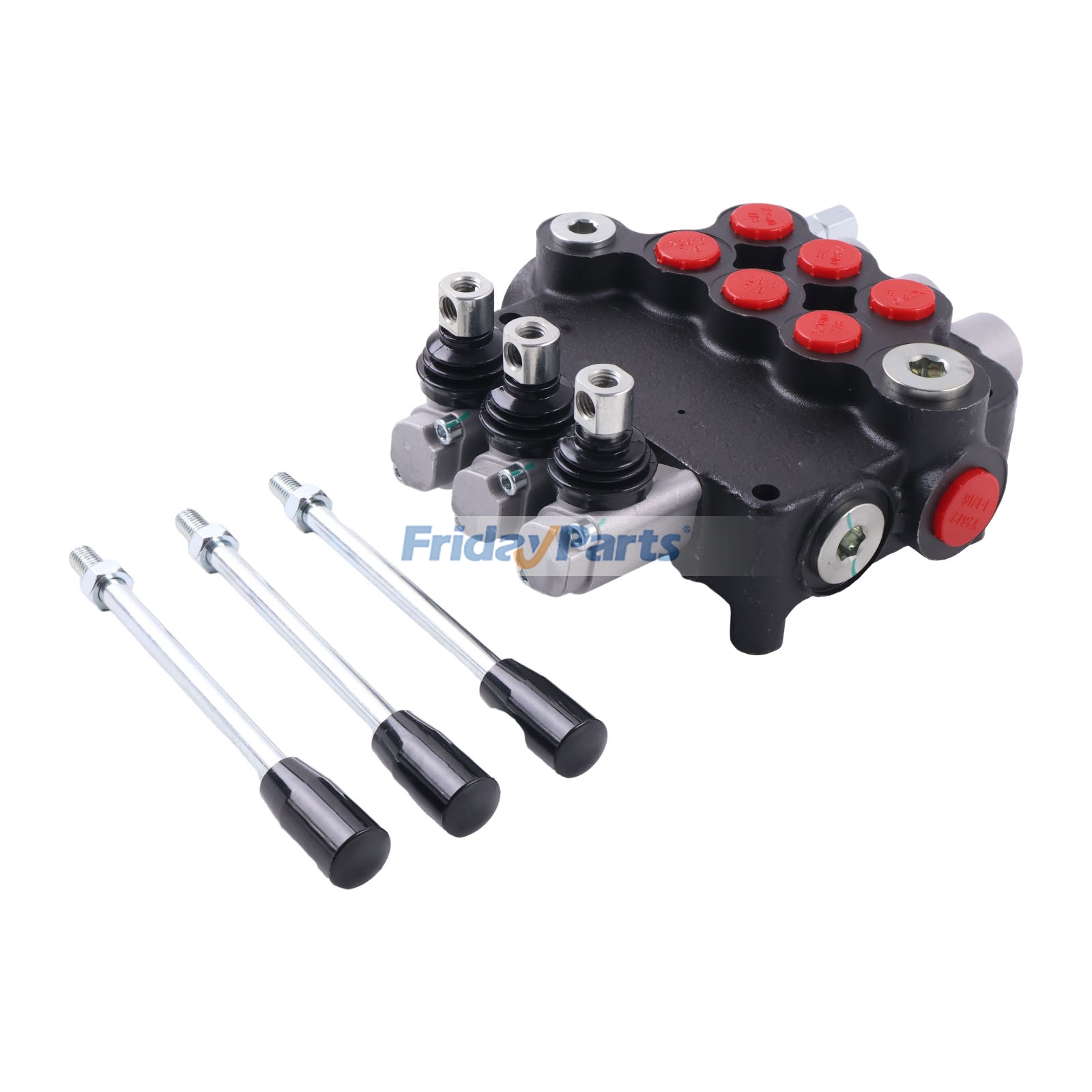 Válvula de controle hidráulico monobloco de centro aberto de 3 carretéis, 21 GPM, 3600 PSI