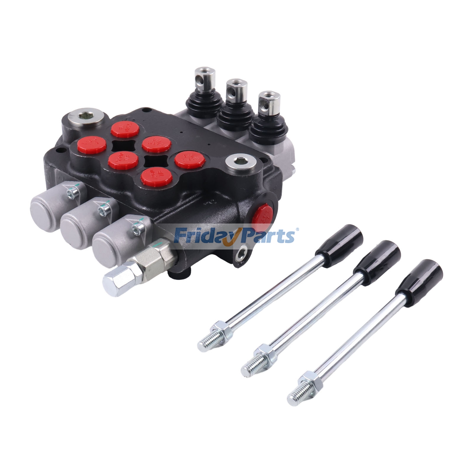 Válvula de controle hidráulico monobloco de centro aberto de 3 carretéis, 21 GPM, 3600 PSI FridayParts