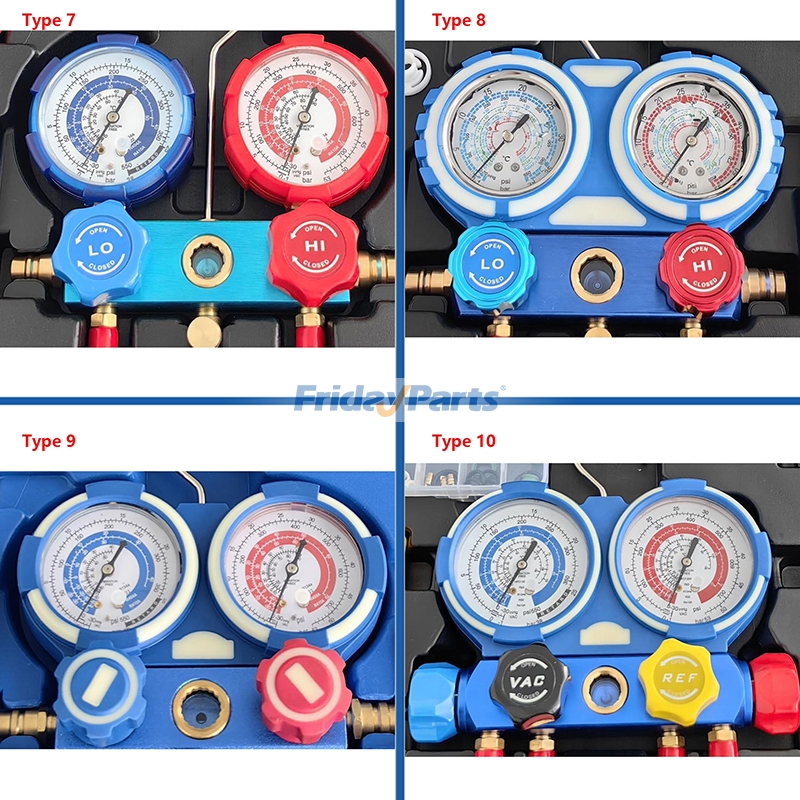 Manomètre 3 voies pour climatisation avec raccord rapide, adaptateur 410, outil de taraudage et de remplacement de noyau de valve pour réfrigérants R134a, R22 et R404a - Entretien des systèmes de climatisation