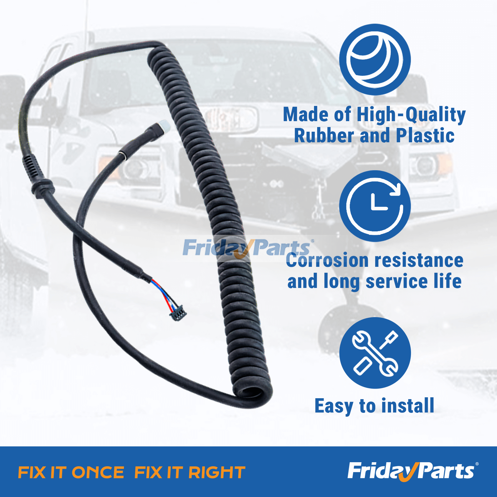 4 Pin Controller Cable 96464 Compatible with Western Fisher Fleet Flex Straight Blade Snow Plow