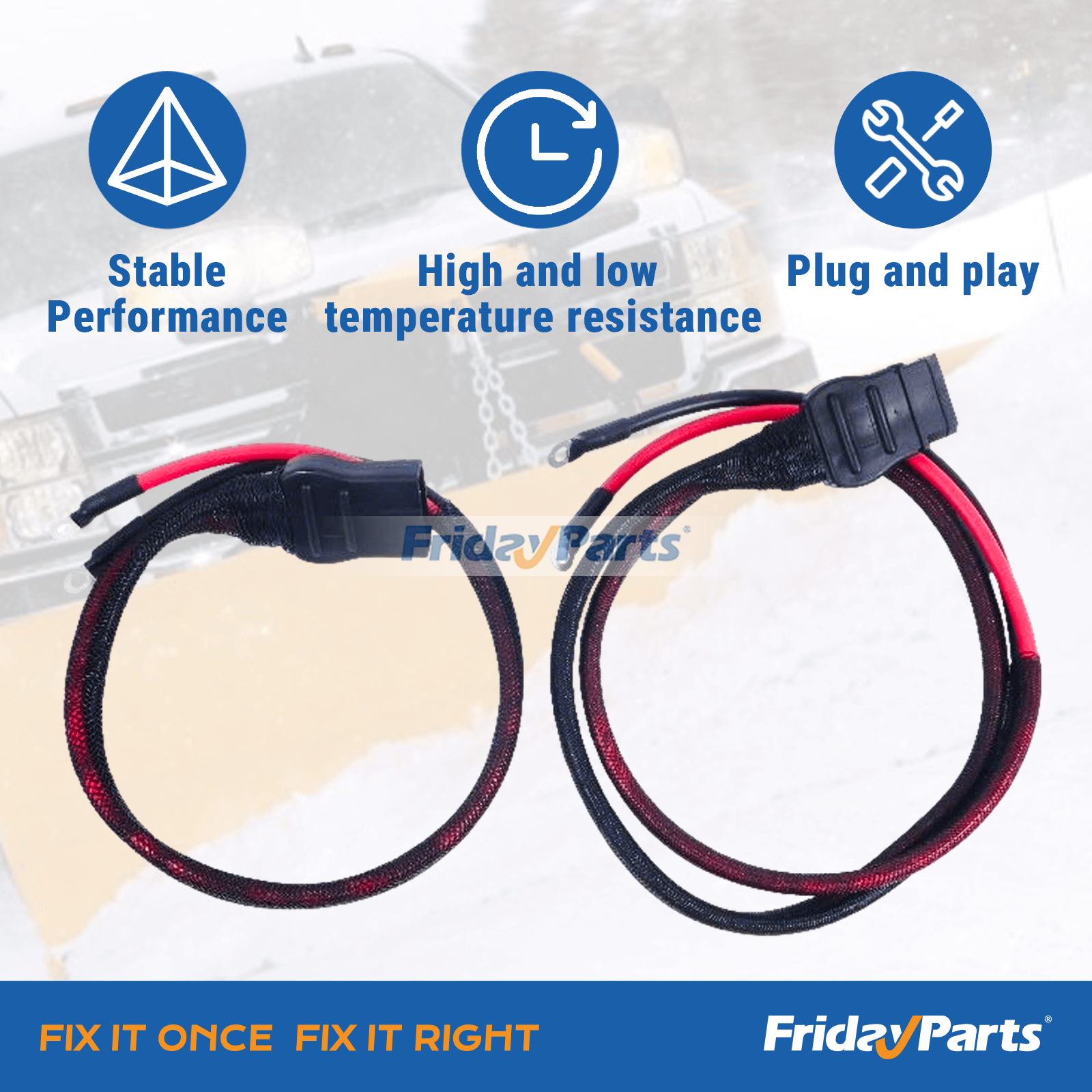 Western Fisher Snow Plow Battery Cable 21294 61169 61548 8274 for Non-Isolation Module System, Heavy Duty Power Cable for Snowplow Electrical Connection