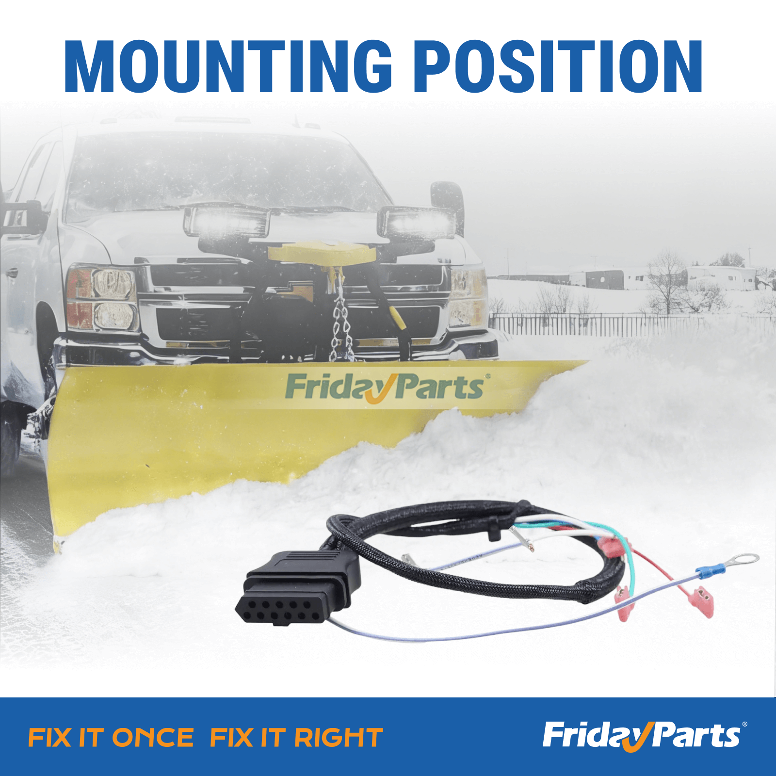 他ブランド用ウェスタン フィッシャー スノープラウ用 3 ピン プラウ サイド コントロール ハーネス