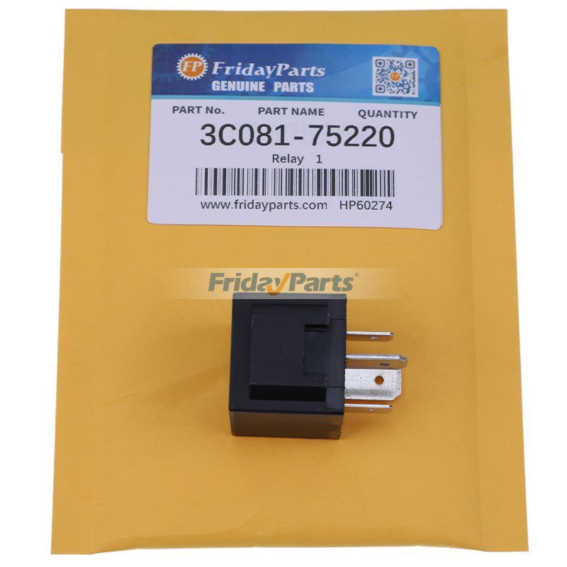 Relais 12V 80A 3C081-75220 pour Kubota B2320DT KX033-4 KX040-4 KX057-4 KX080-3 KX080-3T KX080-4 U35-4 U55