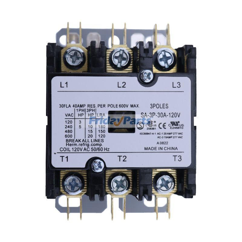 3Pole 30Amp 120V Coil SA-3P-30A-120V Definite Purpose Air