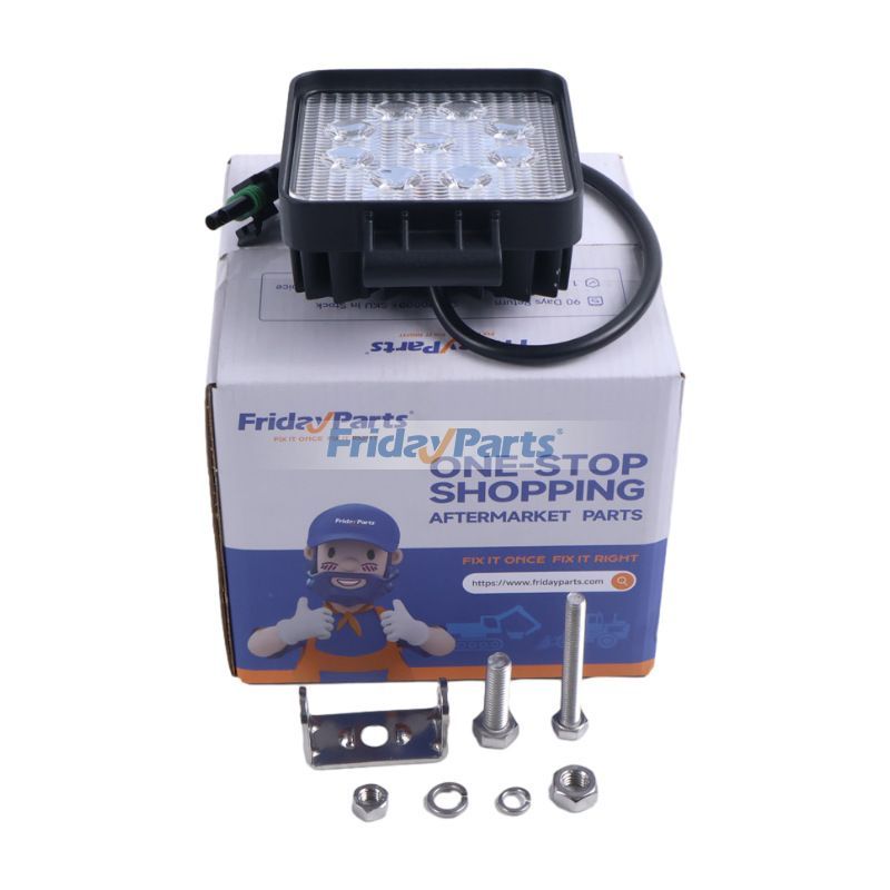 Projecteur de travail à LED 4 pouces 27 W DC24 V/12 V pour excavatrice, camion, chargeur, niveleuse