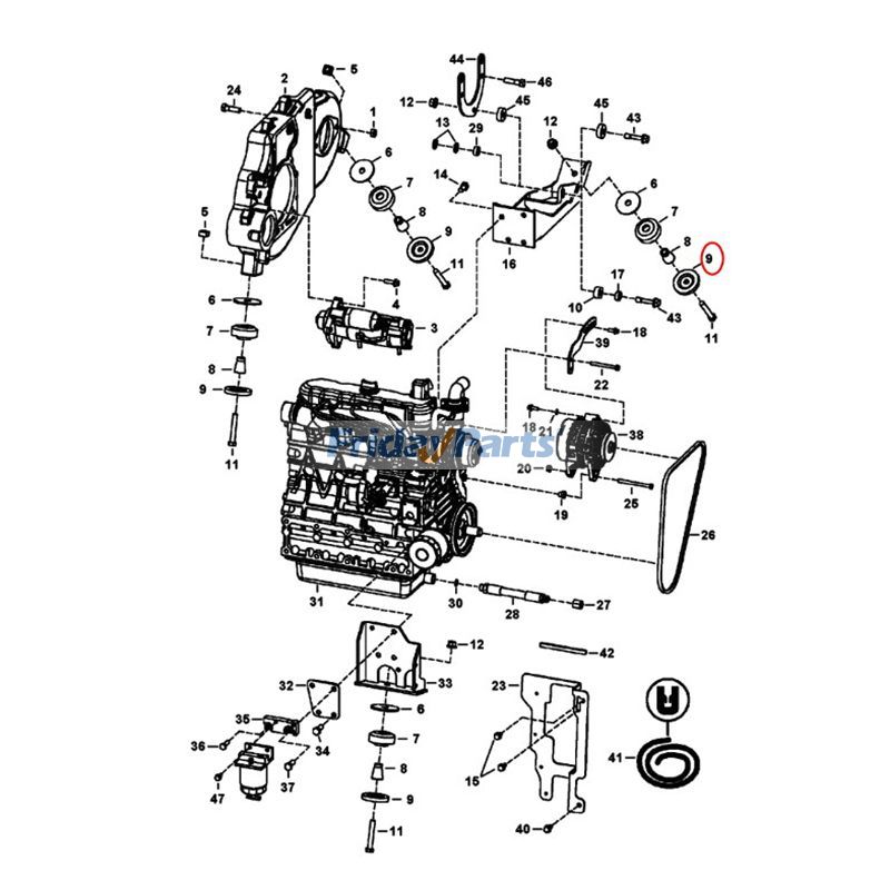 Lot de 4 rondelles de support moteur 6661787 pour Bobcat A220 A300 325 435 653 751 773 853 883 S130 S160 S220 S250 T180 T200