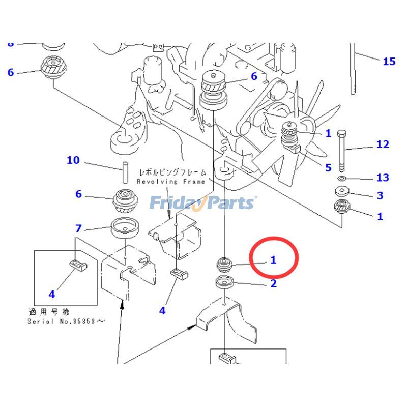 Lot de 4 coussinets de montage en caoutchouc PC228US-3-YBpour Pelle
