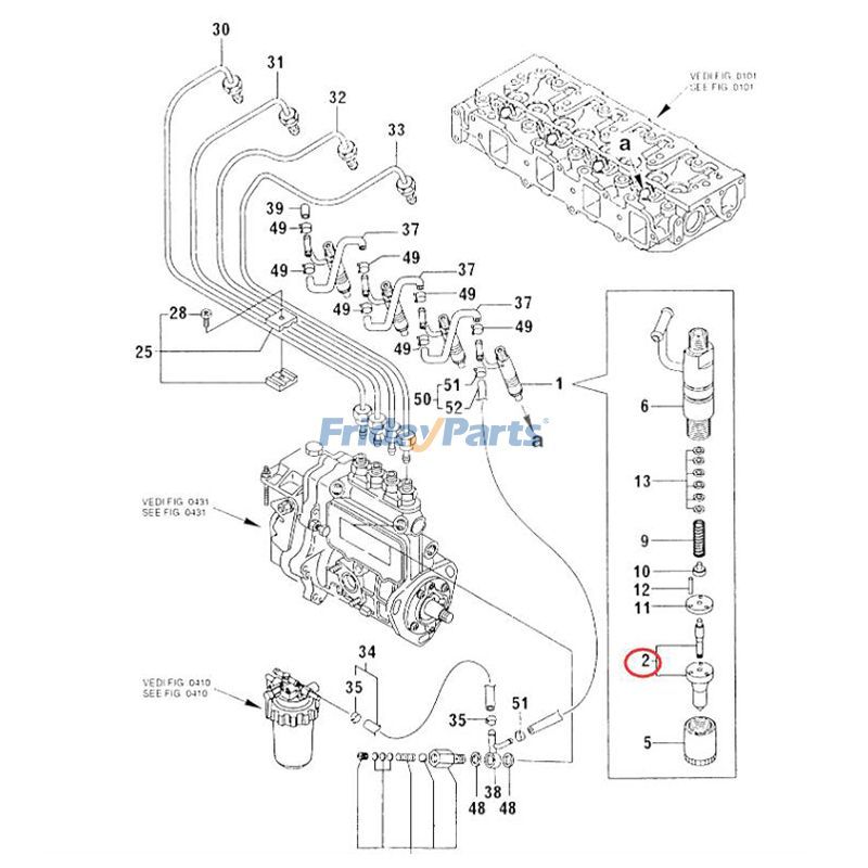 FridayParts 4-teilige Einspritzdüsen für Kompaktlader