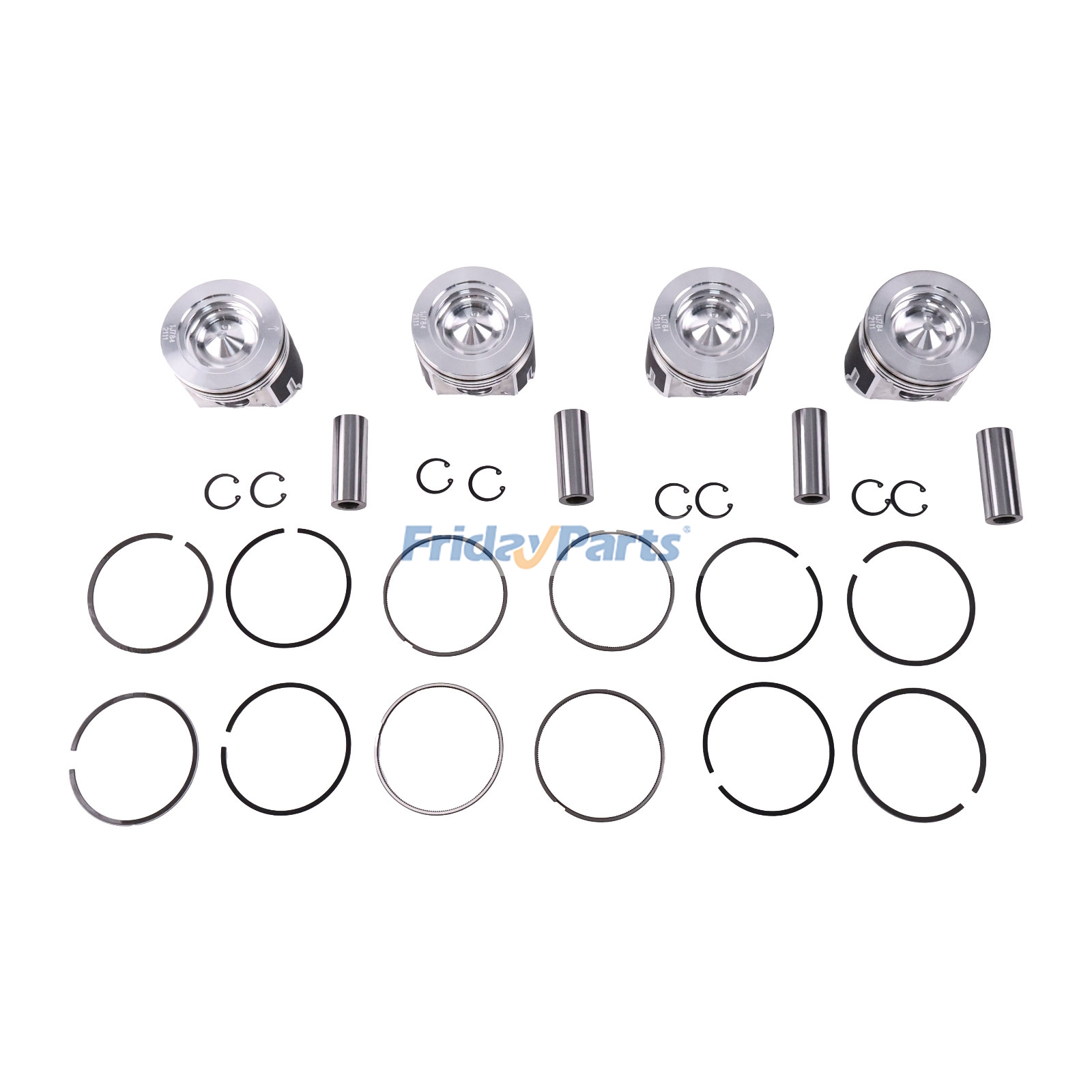 4 Pieces Piston Kit With Ring 1J784-21110 1G772-21050 for Kubota Engine V3307 V3307-T V3307-CR