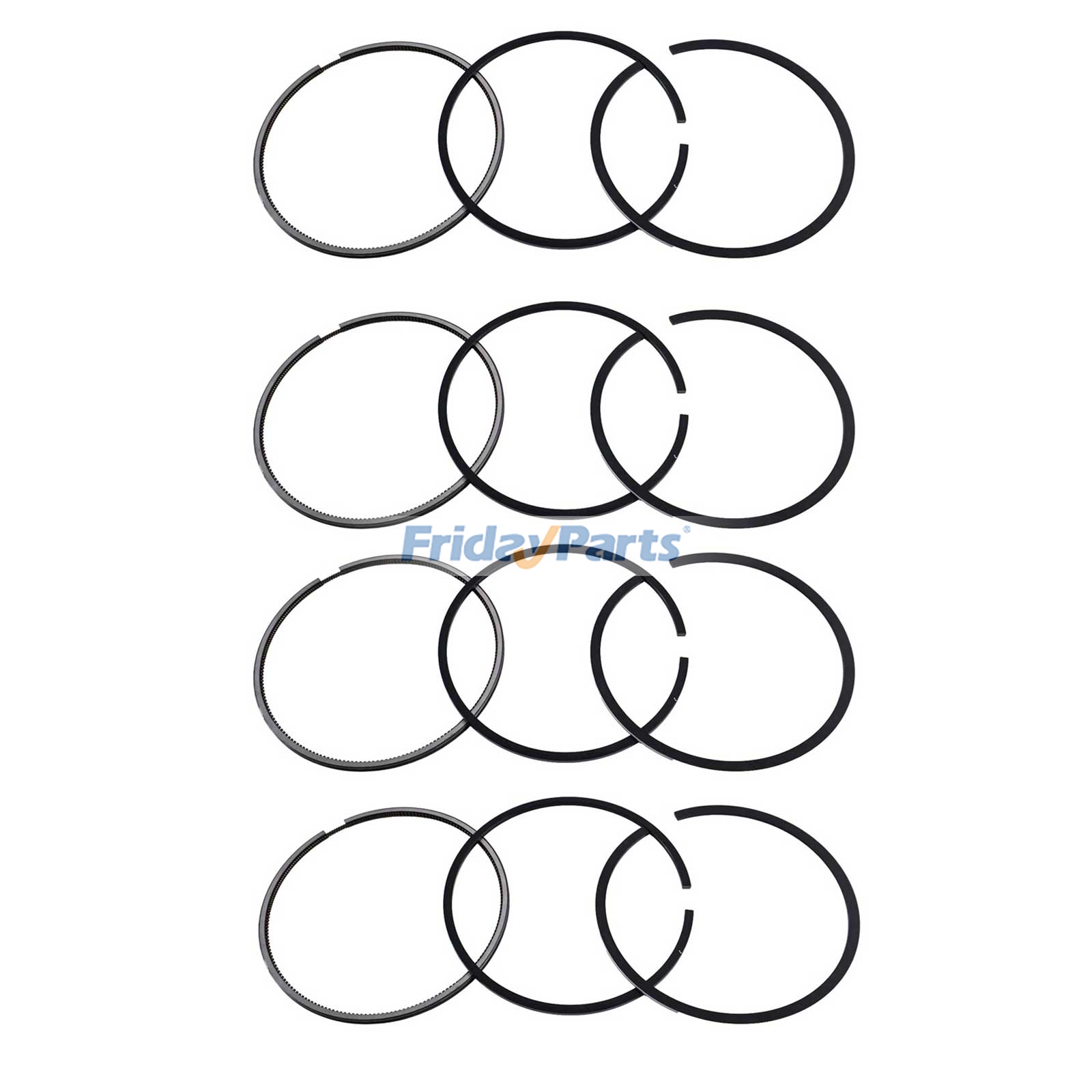 4 segments de piston 1J701-21052 pour moteur Kubota V2607, pelle hydraulique KX057-4