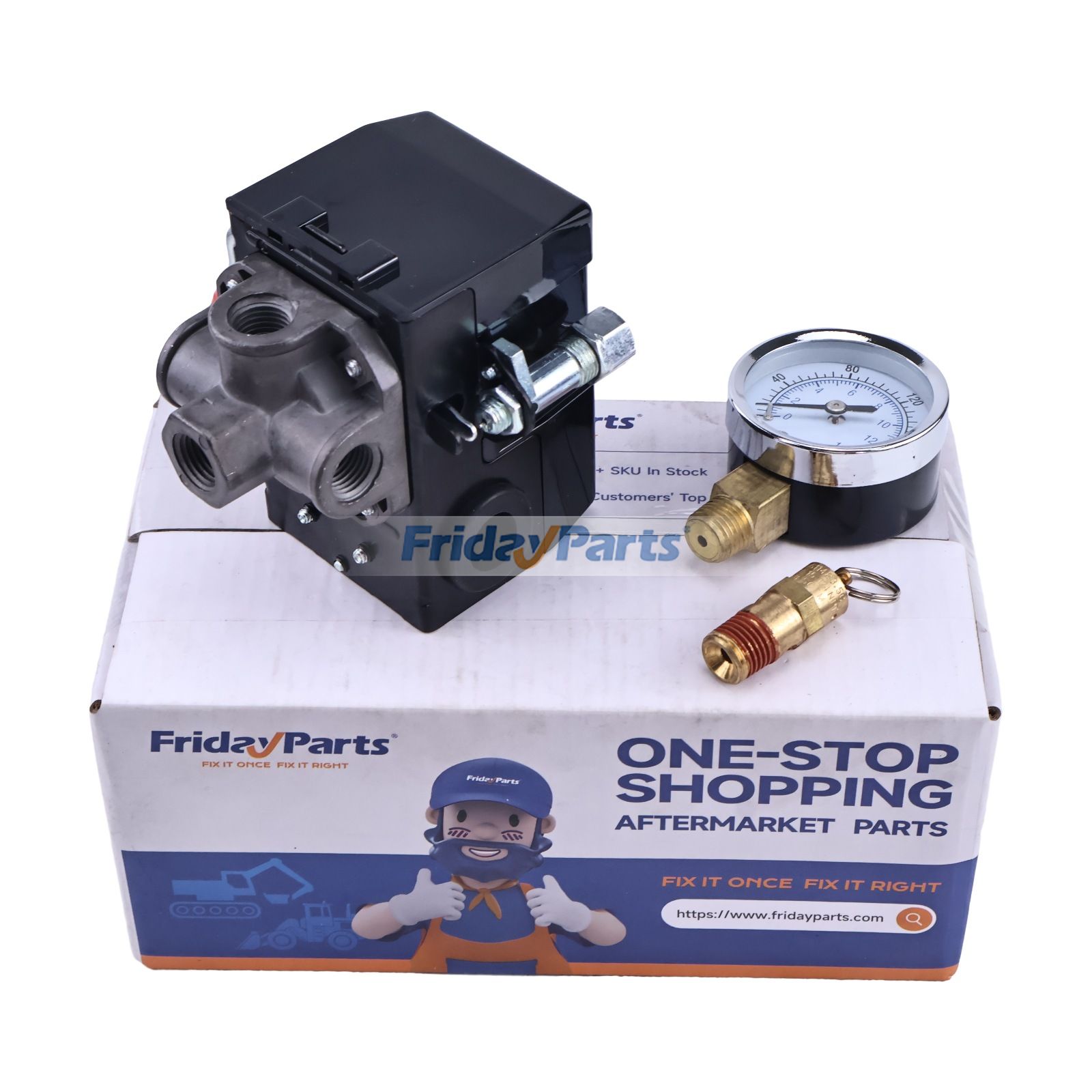 Interruptor de presión Lefoo LF10-L4H de repuesto, 95-125 PSI, 1/4" NPT, 4 puertos para compresor de aire